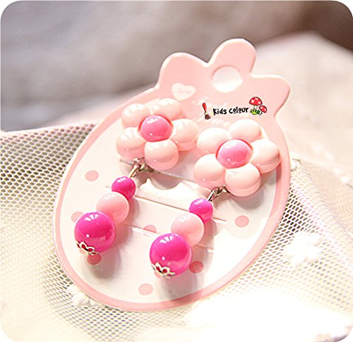 Elesa Miracle Little Girl Handbag Beauty Set Plush Handbag + Flower-Shaped Clip-On Earrings + Necklace And Bracelet Set (Pink)