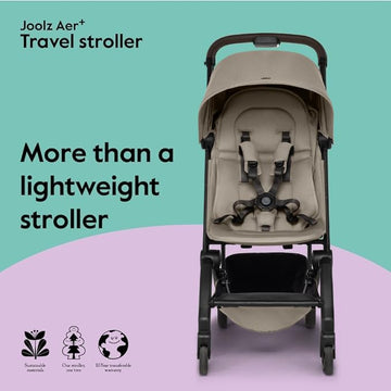 Joolz Aer+ Lightweight & Compact Travel Stroller - Portable One-Hand Fold Design - Ergonomic Seat For Infant & Toddler (Up To 50
