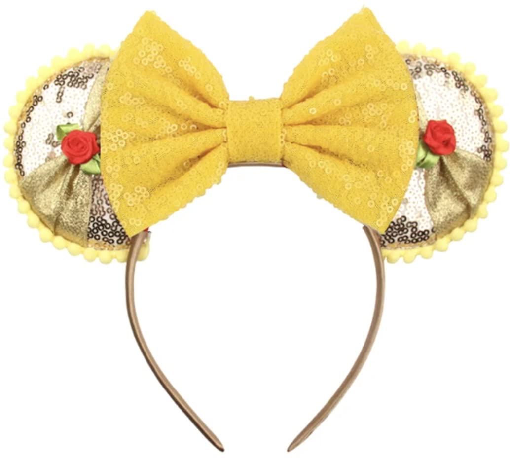 Clgift Beauty And The Beast Inspired Mickey Ears, Gold Minnie Ears