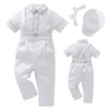 Booulfi Baptism Outfits For Boys Short Sleeve Baby Boys Clothes Summer Gentleman Suits With Dress Shirt Bowtie Suspender Pants H