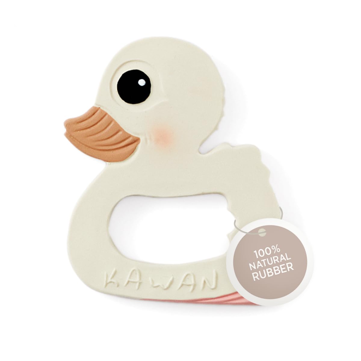 HEVEA Kawan Duck Teether - Massaging Baby Teething Toys Made from 100% Natural Rubber - Free of BPA, PVC, Plastic, and Phthalate