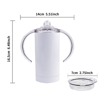 Okba 6 Pack 12 Oz Sublimation White Blank Straight Sippy Cup