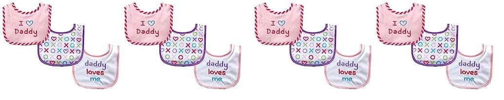 Luvable Friends Unisex Baby Cotton Drooler Bibs With Fiber Filling, Pink Daddy, One Size