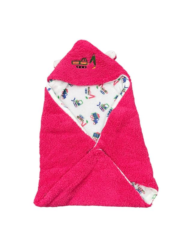 BOC (Bundle of comfort) Little Builders Wrap Hooded Baby Blanket with Soft Cotton Lining | Cozy Infant Swaddle Wrap for Newbor