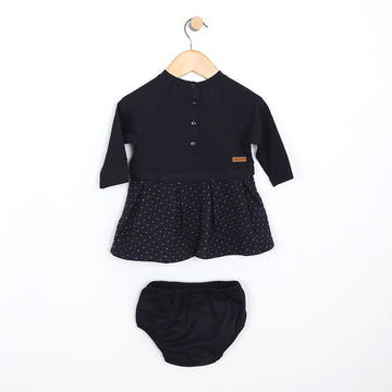 Robeez Baby Girls' Quilted Dress & Diaper Cover, Navy, 3 Months