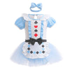 Hihcbf Baby Girls Christmas Halloween Costume Alice In Wonderland Princess Birthday Bodysuit Romper Tutu Dress W/Headband