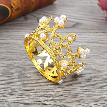 Kuzhi Wedding Party Baby Circle Round Mini Crown Tiara (Gold)