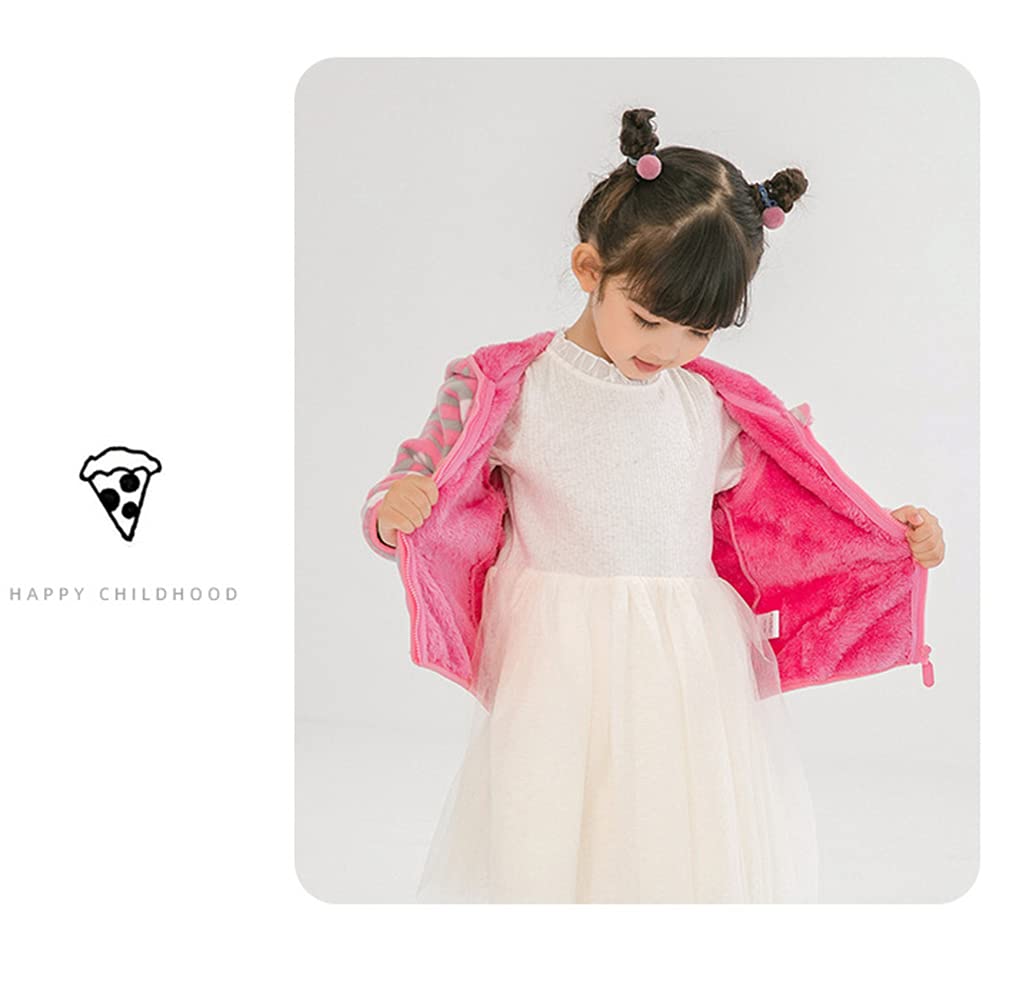 Feidoog Toddler Polar Fleece Jacket Hooded Baby Boys Girls Autumn Winter Long Sleeve Thick Warm Outerwear,Heart,2-3T