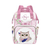 YallLocoMo Personalized Diaper Bag Backpack Gift Pink Floral Cute Cat Convenient and Durable: Waterproof Multi-Compartment Nappy