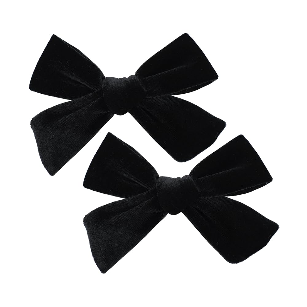 Vintage Velvet Bow Hair Clips for Baby Girl Kids Women Fall Velvet Christmas Hair Bows Barrettes Accessories (2 pcs Black)