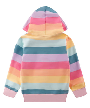 Akyzic Girls Rainbow Fall Jacket Zip Up Hoodie Kids Back To School Outfit Cotton Unicorn Hooded Sweatshirt Winter Outerwear 4T/3