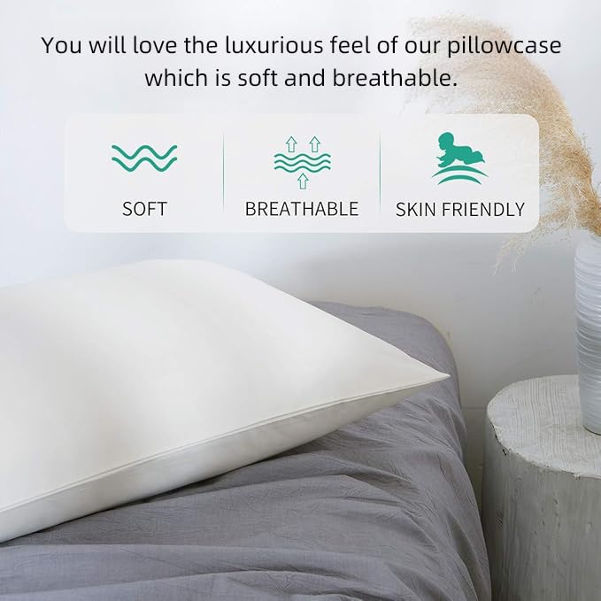 Lofe Organic Cotton Pillow Case - One Pack 16'X 22' Kids Pillow Cover - 300 Tc Thread Count - Soft, Safe And Hypoallergenic -