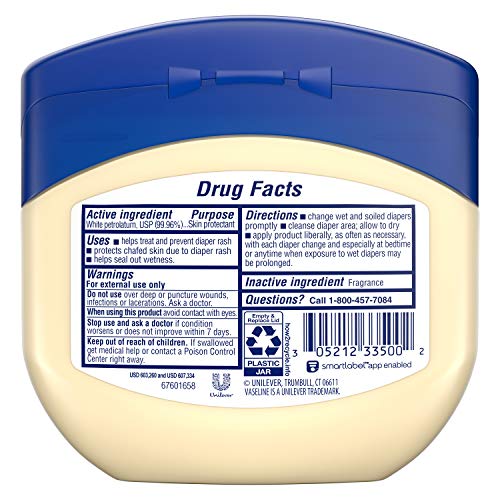 Vaseline 100% Pure Petroleum Jelly, Baby 13 Oz (Pack Of 3)