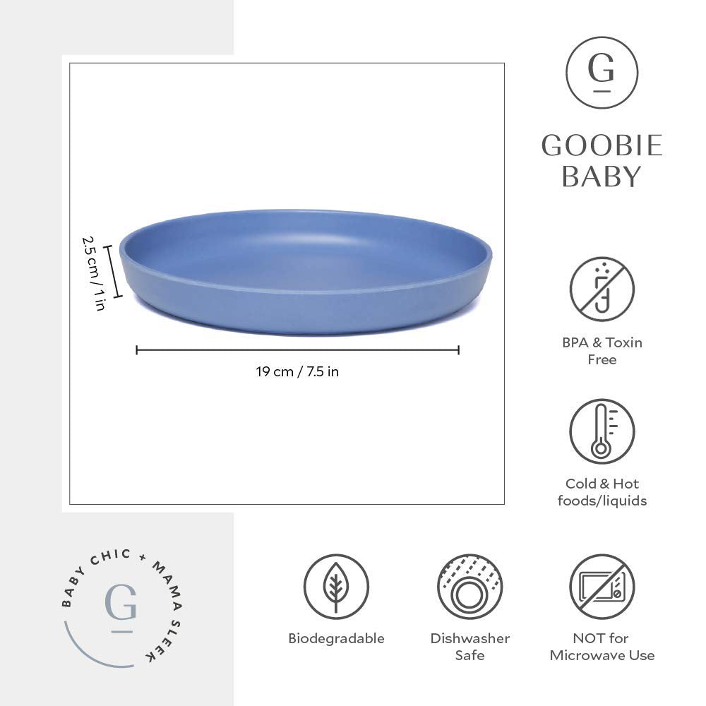 Goobie Baby Bamboo Kids Plates, Set Of 4 Non Toxic & Eco Friendly Dinnerware :: Breakfast, Lunch, & Dinner Plate For Toddlers &