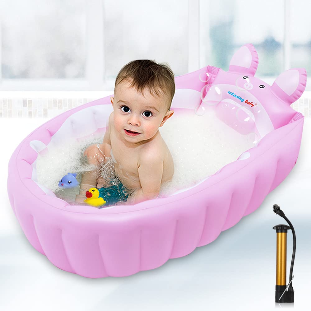 Relaxing Baby Inflatable Baby Bathtub, Newborn Baby Bathtub Seat For Infant, Non-Slip Baby Pool For Sitting Up, Portable Toddler