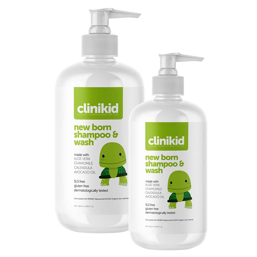 Clinikid Newborn Shampoo & Body Wash, Tear-Free Baby Shampoo and Body Wash for Babys Sensitive Hair and Skin, 8.45 Fl Oz (2)