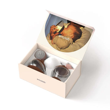 Emulait Baby Bottle Starter Kit Includes 2 Bottles 2 Nipples 2 Caps 2 Lids 2 Responsive Flow Valves, Cleaning Brush - Fair - Sha