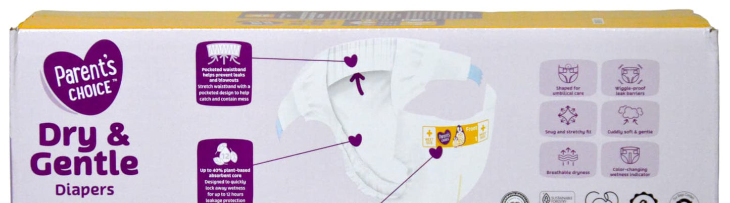 Parent'S Choice Diapers, Dry & Gentle Diapers Size 2 (12-18 Lbs) - 144 Count