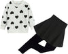 Ddsol Toddler Little Girl Clothes Set Valentine Day Outfit Black White Love Heart 2 Pcs Long Sleeve Sweatshirt Top + Pant With L