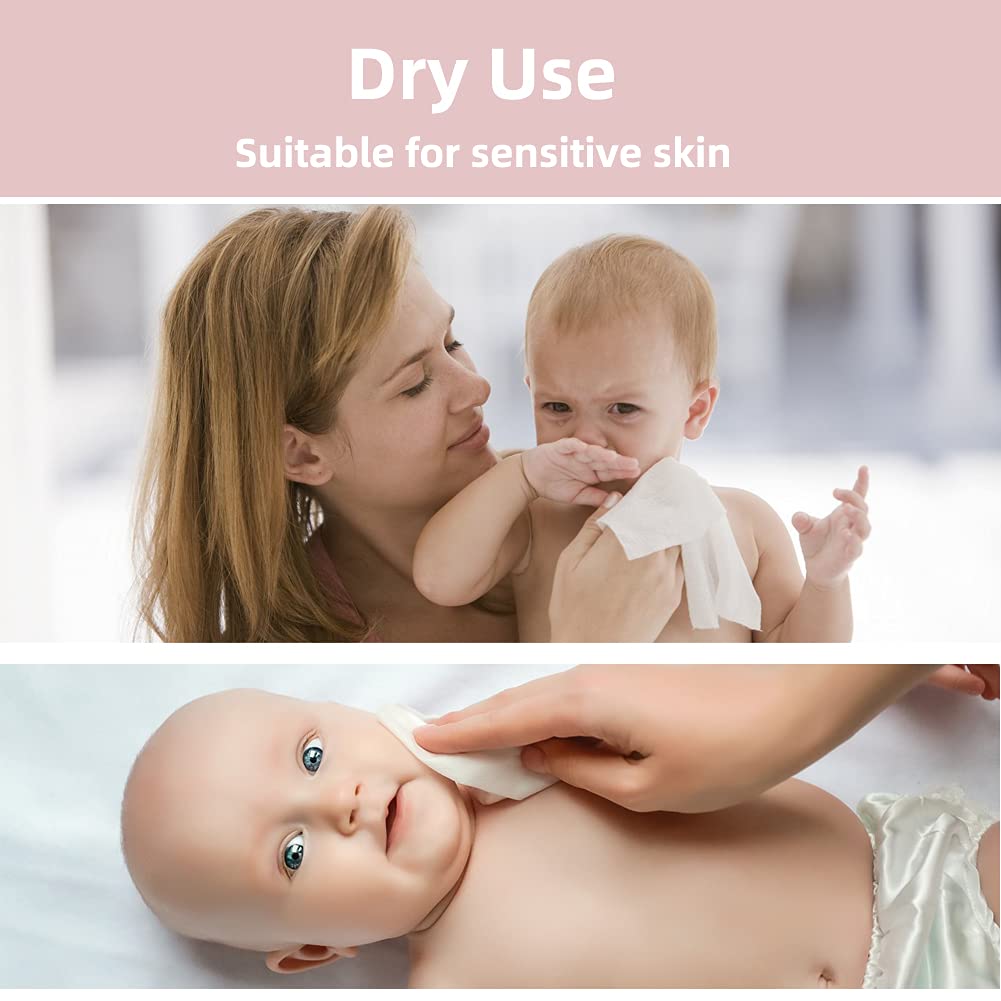 Cottoncare Baby Dry Wipe,100% Cotton,Dry Wipe Cotton Tissues,Baby Sensitive Skin,Taking Care Of Baby Skin,7.9 X 4.7 In 6-Pack (6