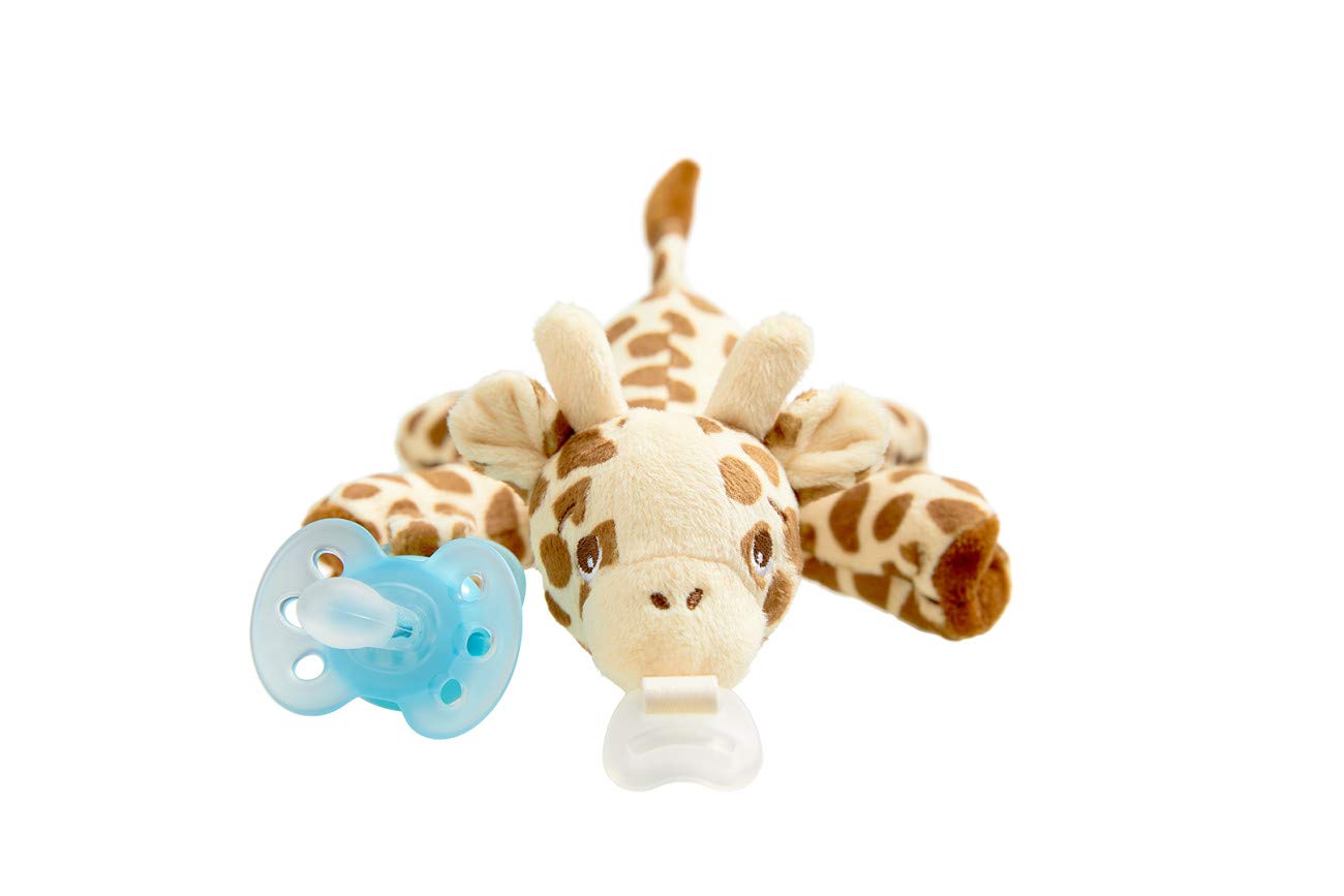 Philips AVENT Ultra Soft Snuggle Pacifier Holder with Detachable Pacifier, 0-6m, Giraffe, SCF348/01