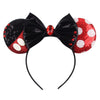 Foeran Mouse Ears Headbands Shiny Bows Mouse Ears Glitter Party Princess Decoration Cosplay Costume For Girls Women (Red And Bla