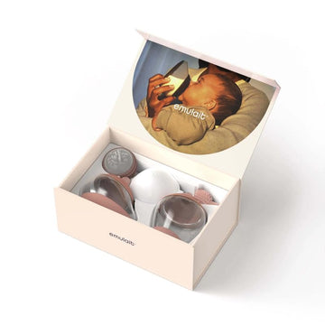 Emulait Baby Bottle Starter Kit Includes 2 Bottles 2 Nipples 2 Caps 2 Lids 2 Responsive Flow Valves, Cleaning Brush - Medium - S