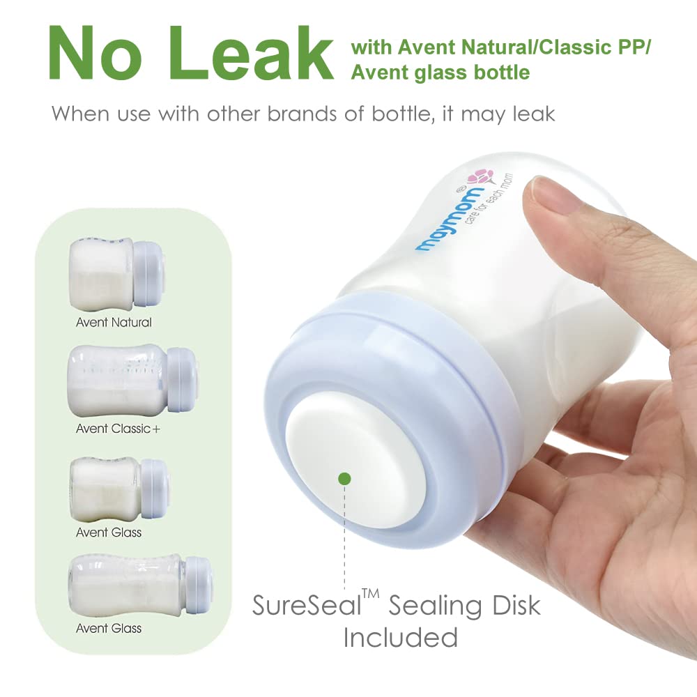 Maymom Wide-Mouth Milk Storage Collection Bottle With Dome Cap, Bottle Top, Sureseal Sealing Disk; Can Replace Spectra S1 S2 Bot