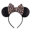 Foeran Mouse Ears Headbands Shiny Bows Mouse Ears Glitter Party Princess Decoration Cosplay Costume For Girls Women (Leopard Pri