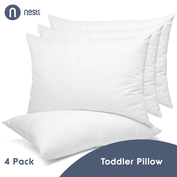 Nestl 4 Pack Toddler Pillow for Sleeping 13 x 18, Small Kids Pillow for Travel, Car, School, Nap, & Toddler Bed, Machine Washabl