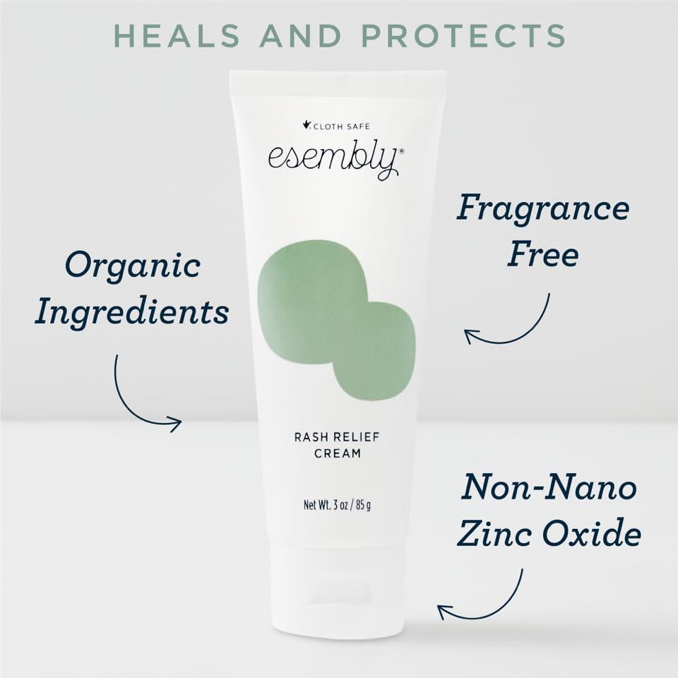 Esembly Rash Relief Cream, Organic And Cloth Friendly Zinc Oxide Barrier Cream, Soothes And Heals Diaper Rash, Natural Aid For B