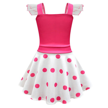 Garperkids Girls Bo Peep Costume For Kids Flutter Sleeve Princess Polka Dot Dress Summer Square Neck Flounce Hem Casual Dress Pa