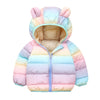 Winter Down Coats For Kids Baby Boys Girls Light Puffer Padded Jacket Bear Hoods Infant Outerwear Rainbow