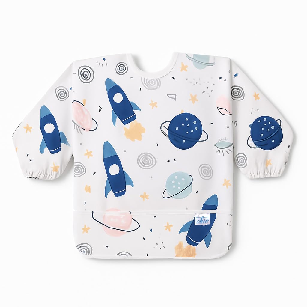 Chic Buddy Full Sleeve Baby Bibs For 6 To 12 Months Waterproof Feeding Apron For Babies 6 Months To 2 Years Easy Clean Bib F