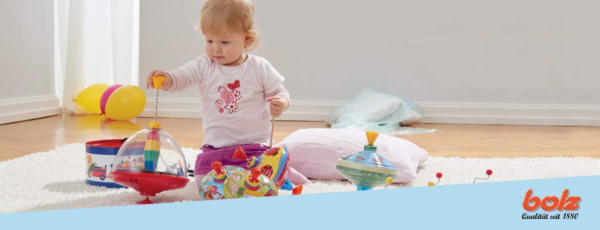 Classic Multicolored Spinning Tin Top Toy Bolz Funny Buzzing Hum Gets Louder As The Top Spins Faster 8X8X8' Ages 18 M+