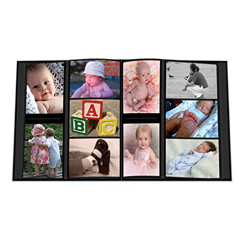 Pioneer Collage Frame Embossed 'Baby' Sewn Leatherette Cover Photo Album, 4'X6', 240 Photos, Baby Blue