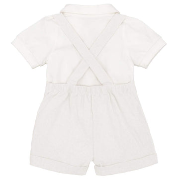 Baby Boys Formal Suit Gentleman Bowtie + Summer Short Sleeve Romper + Suspenders Shorts Button Bib Pants Wedding Tuxedo Outfits