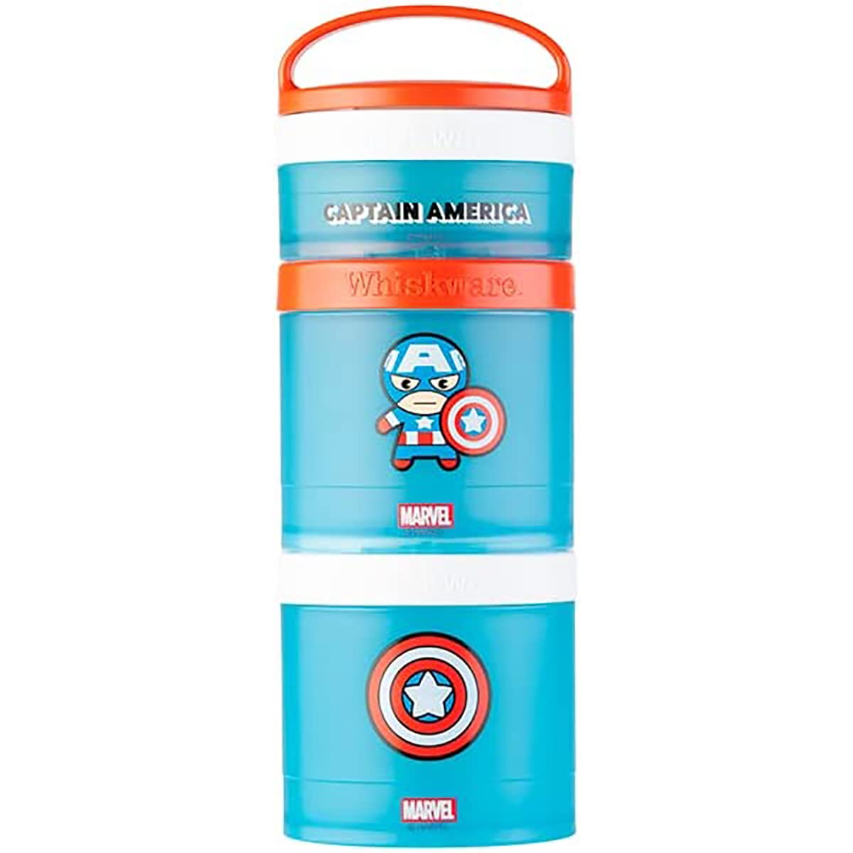 Whiskware Marvel Stackable Snack Containers for Babies, Kids, and Toddlers, 3 Stackable Snack Cups for School or Travel, Formula