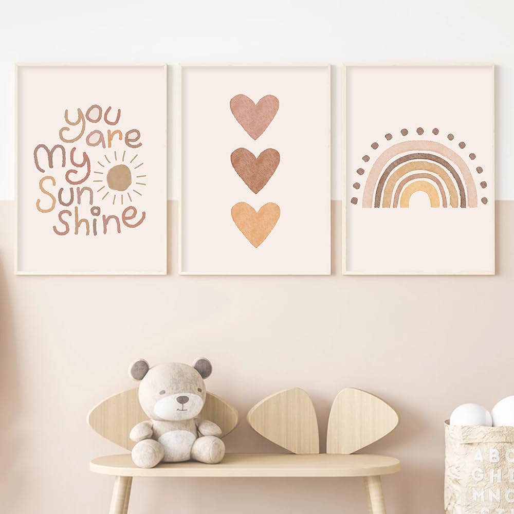 Canssape Beige Wall Art Decor Set Of 3 Boho Bedroom Decor You Are My Sunshine Wall Prints Rainbow Poster Prints 16 'X24 ' Love