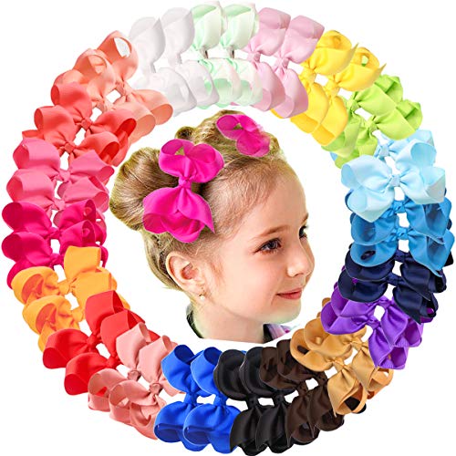 Joyoyo 40Pcs 4.5' Hair Bows Alligator Clips Grosgrain Ribbon Big Bows Clips For Girls Toddlers Kids Children 20 Colors In Pairs