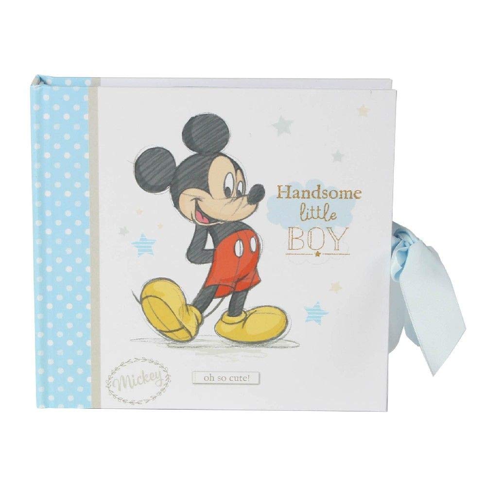 Disney Handsome Little Boy Mickey Photo Album With Blue Ribbon - 50 Pictures - Officially Licensed