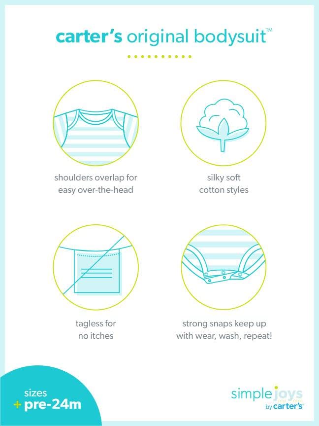 Simple Joys By Carter'S Baby Girls' Short-Sleeve Bodysuit, Pack Of 6, Multicolor/Birds/Fruit/Lemon/Turtle, 0-3 Months