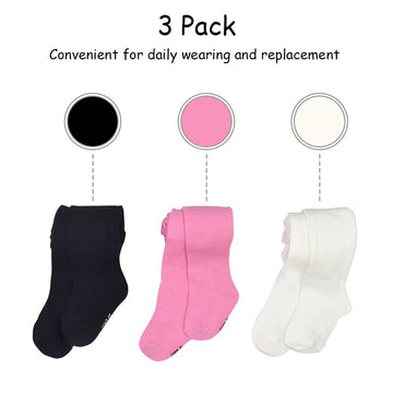Sptramle Baby Girls Tights, Leggings Stockings For Newborn Toddler Girls(9-18 Months),3 Pack Infant Knit Cotton Pantyhose