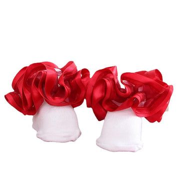 Hopply 3D Three-Dimensional Ruffled Lace Cotton Socks,Cute Double Big Lace Dress Princess Socks For Girls