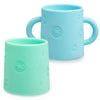 Popyum Silicone Training Cup 2-Pack For Baby And Toddler, Handles, Bpa Free, Self Feeding Training, Tumbler (Sky Blue And Mint G