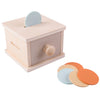 MORITECK Montessori Coin Box and Object Permanence, Wood Drawer with 3 Colors Coin Toy for 8-12 Months and up Baby, Infant Devel