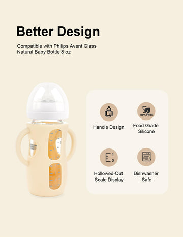 4-Pack Silicone Sleeves For Philips Avent Glass Bottles, Bpa-Free Drop-Resistant Baby Bottle Sleeves With Handles, Compatible Wi