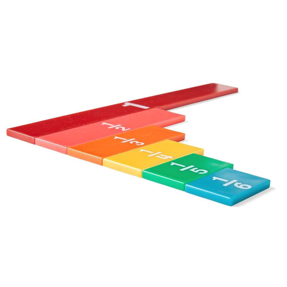 hand2mind Plastic Rainbow Fraction Tiles, Montessori Math Materials, Fraction Manipulatives, Unit Fraction, Fraction Bars Math M
