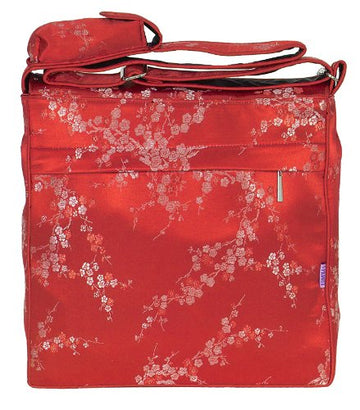 I Frogee Red-Silver Cherry Blossoms Brocade Diaper Bag/Messenger Shoulder Bag