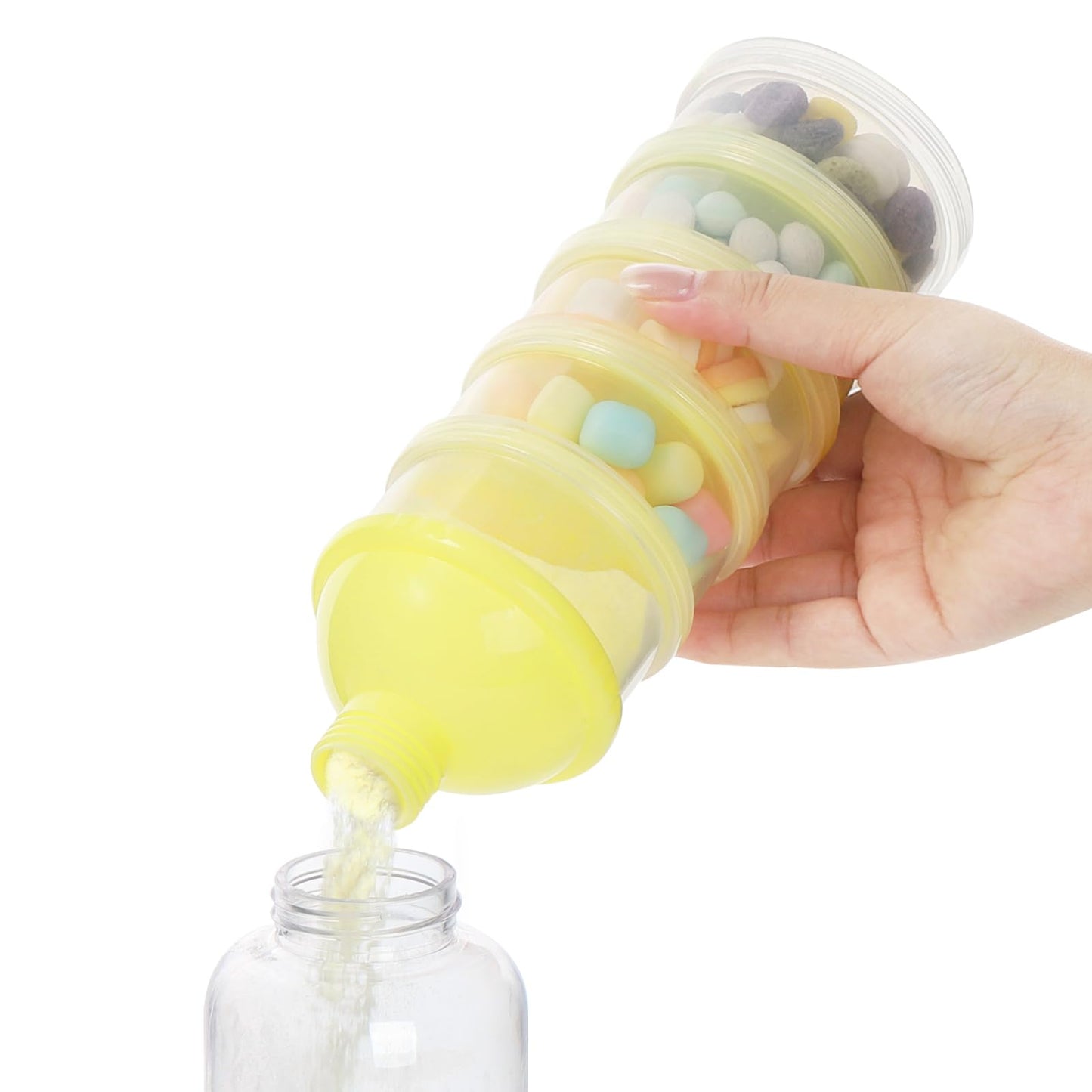 Accmor Formula Dispenser On The Go, 5 Compartments Stackable Formula Container For Travel, Baby Milk Powder Kids Snack Container